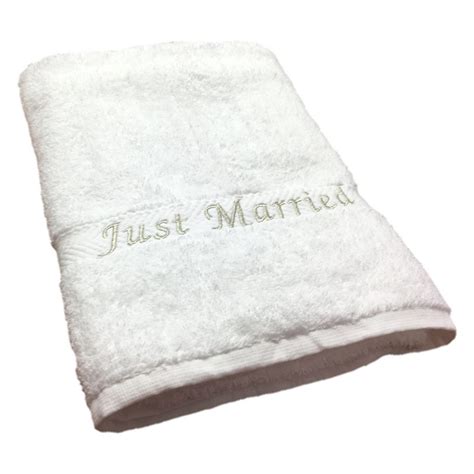Just Married Beach Towel White Honeymoon Towels Forever Memories