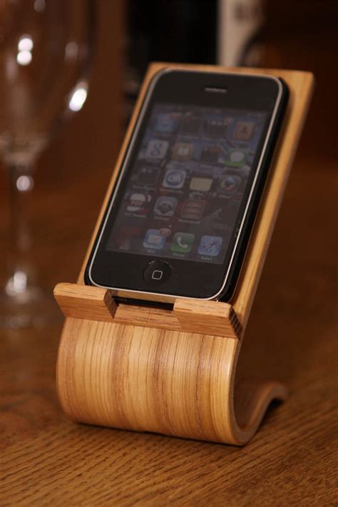 Oak Veneer Smartphone Desk Stand Etsy Iphone Holder Gadgets Phone