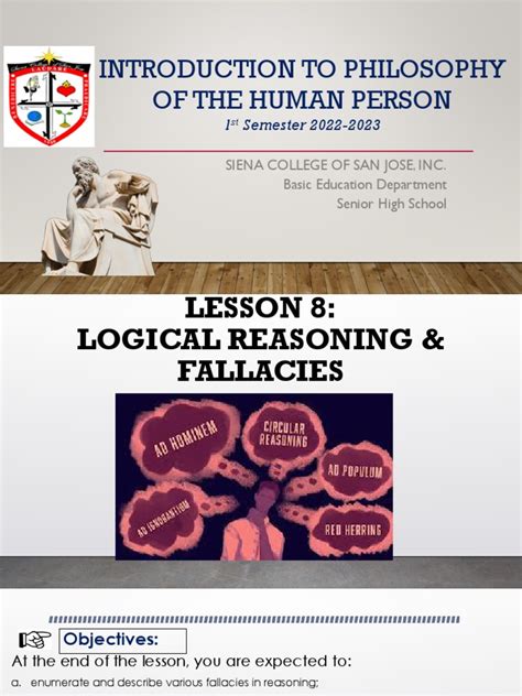 Lesson 8 Logical Reasoning And Fallacies Pdf Argument Logic
