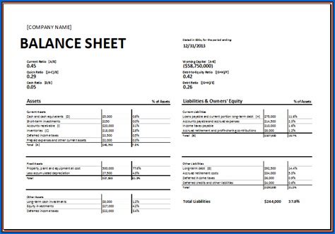 √ Free Editable Balance Sheet Format Excel