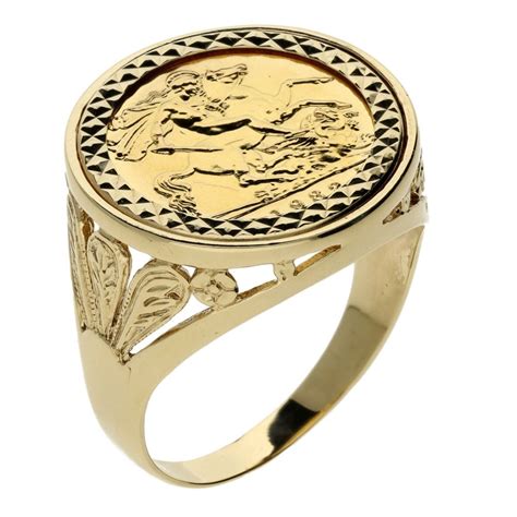 1982 Yellow Gold Half Sovereign Coin Mounted Ring Miltons Diamonds