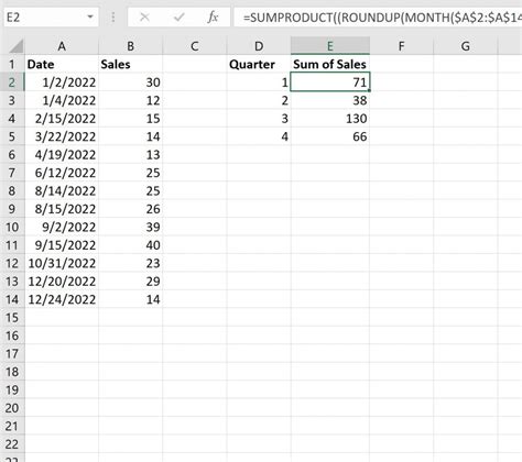 How To Sum By Quarter In Excel Step By Step Example Statology