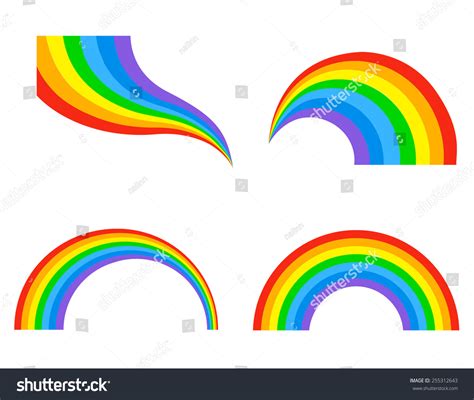 Different Shaped Colorful Rainbow Collection Isolated Stock Vector