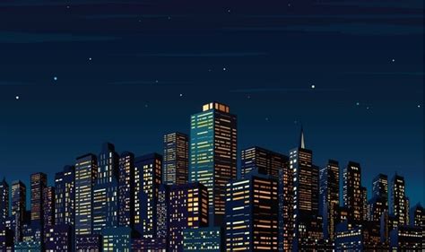 7x5ft Night Time Starry Sky City Skyline Cityscape