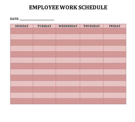 Weekly Work Schedule Template Think Moldova
