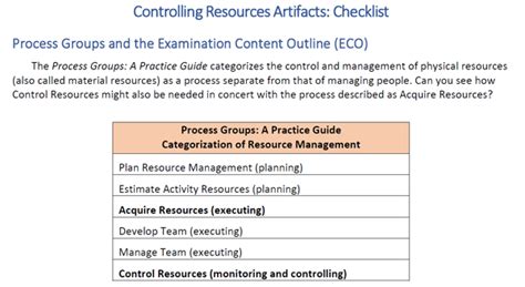 Controlling Resources Checklist Rmc Learning Solutions