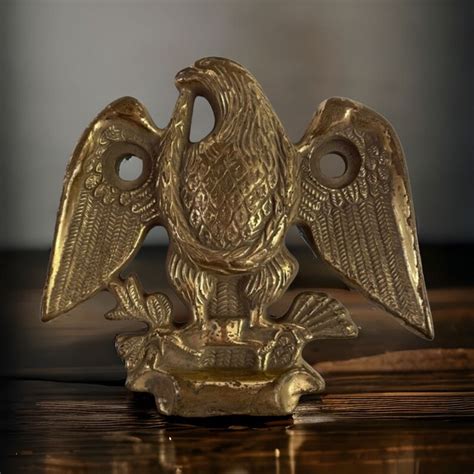 antique brass heavy cast bald eagle wall plaque etsy