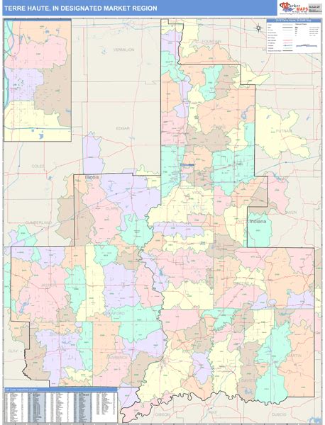 Terre Haute In Dmr Wall Maps Color Cast Style