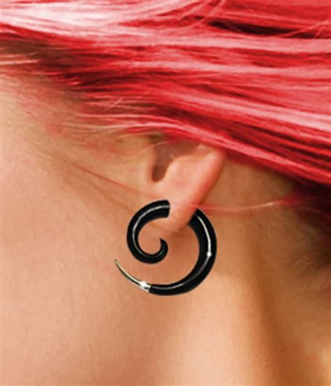 Fake Gauge Earrings Small Silver Tipped Spiral Sarahs Curls Etsy