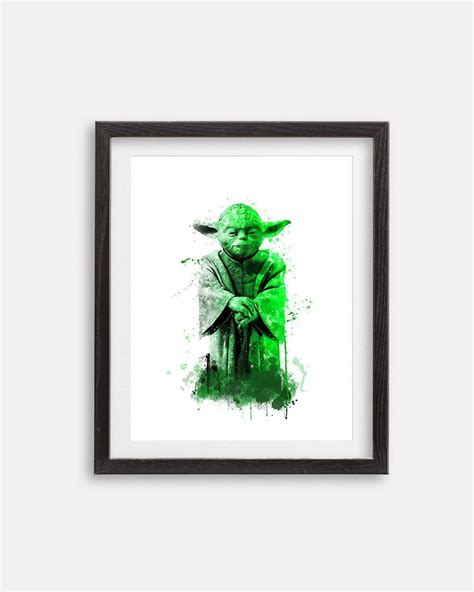 Star Wars Watercolor Yoda Printable Poster Nursery Wall Decor Etsy