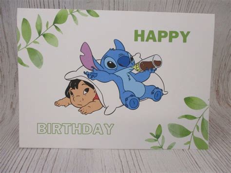 Lilo E Stitch Happy Birthday Card Pop Up Stitch Quote Card Etsy
