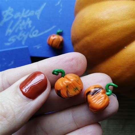 Orange Pumpkin Studs Halloween Earrings Fall Earrings Etsy