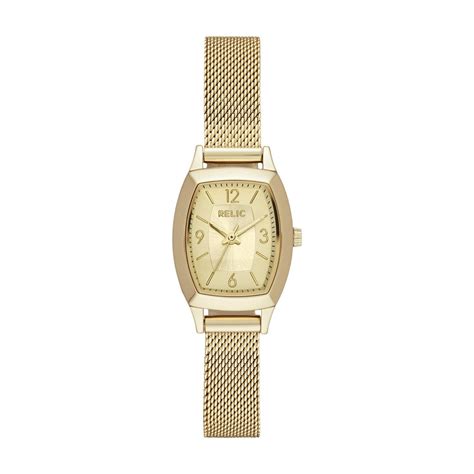 Relic Relic By Fossil Womens Everly Gold Tone Stainless Steel Mesh