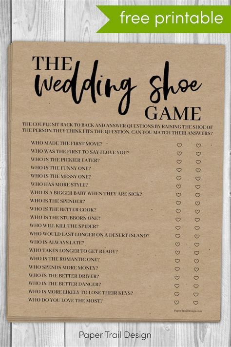 The Wedding Shoe Game Free Printable Free Templates Printable