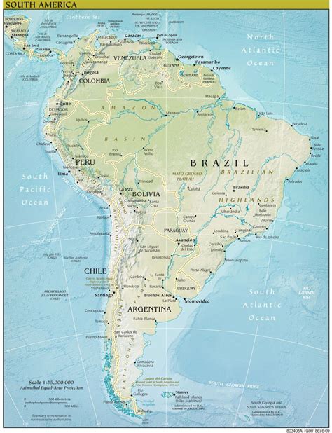 South America Continent Physical Map | South america continent, South america map, South america ...