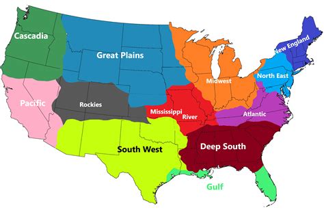 Contiguous United States Cultural Regions Based Off Of My Opinion R