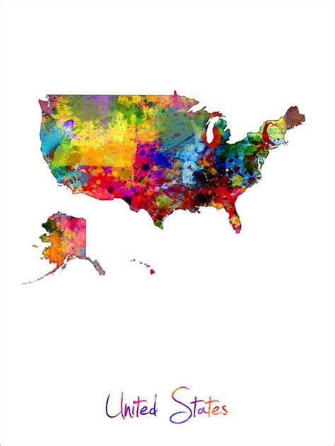 United States Watercolor Map Usa Art Print 2478 Etsy Uk