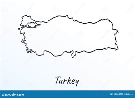 Hand Draw Map Of Turkey Black Line Drawing Sketch Outline Doodle On