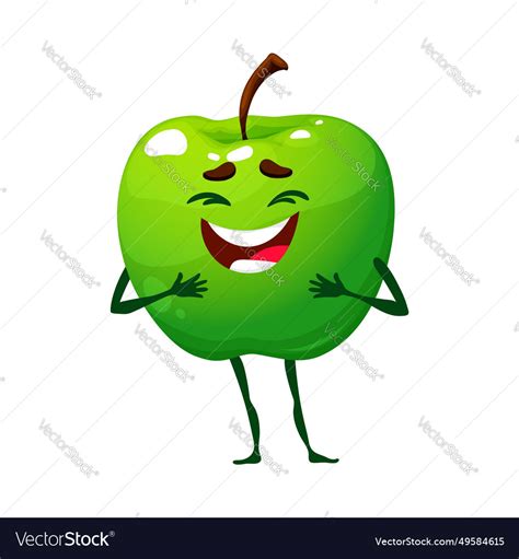 Green Apple Cartoon Keto Diet Food Character Vector Image