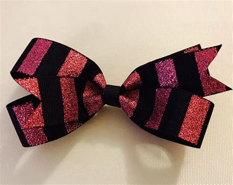 Pink And Black Hair Bow For Girls Pink And Black Hair Black Hair Bows