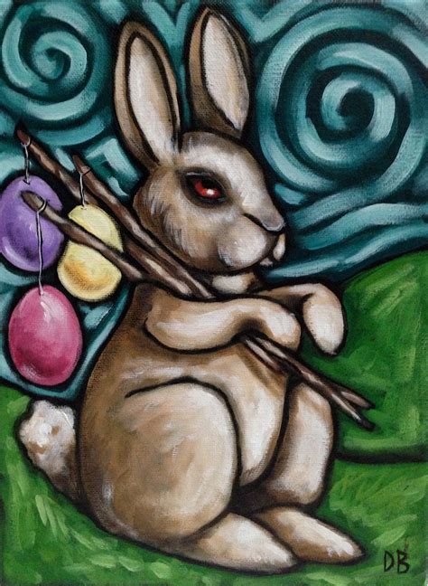 Easter Colourful Acrylic Painting Rabbit Bunny By Davidcbrown