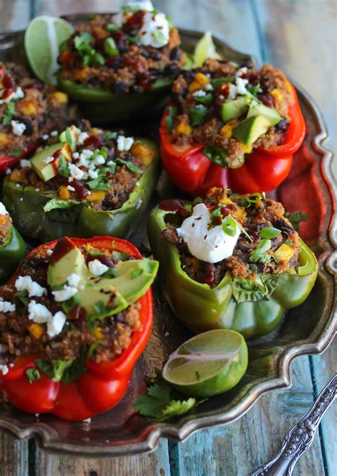 Easy Quinoa Stuffed Peppers With Mango And Black Beans Dishing Out Health