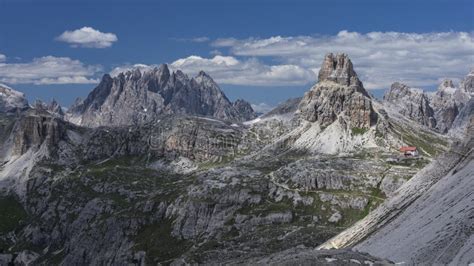 Mountain Panorama With Sasso Di Sesto And Three Peaks Hut In Nature