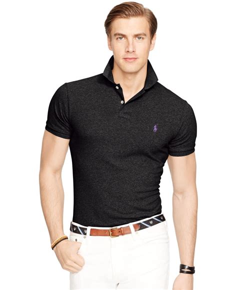 Lyst Polo Ralph Lauren Slim Fit Mesh Polo Shirt In Black For Men