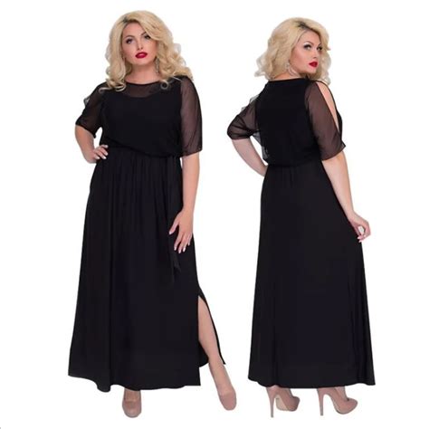 2019 Elegant Evening Party Dress Black Mesh Sexy Women Dress Plus Size Summer Dress Long Maxi