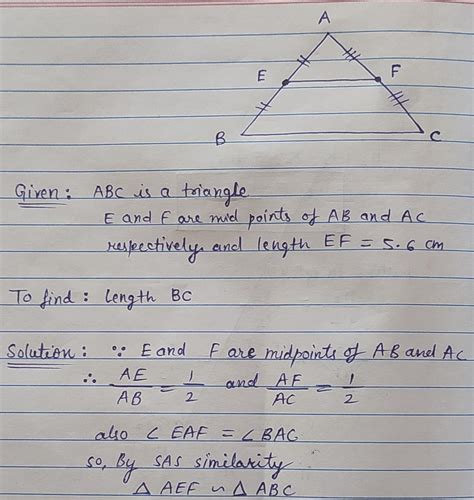 Point E And F Are Midpoints Of Sides Ab And Ac Of Triangle ABC