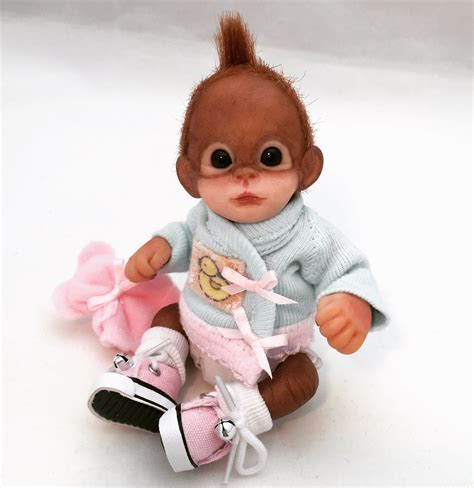 Ooak Baby Sculpted Polymer Clay Monkey Orangutan Doll Poseable Etsy