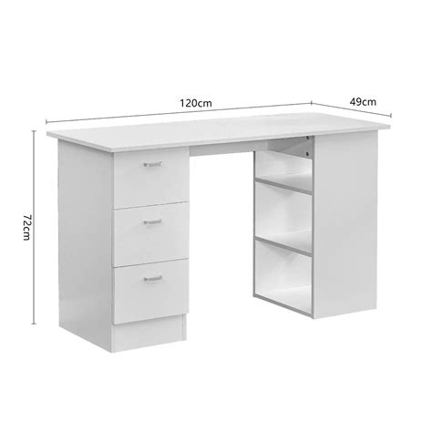 Boju Wood White Computer Desk Table With 3 Drawers And 3 Storage