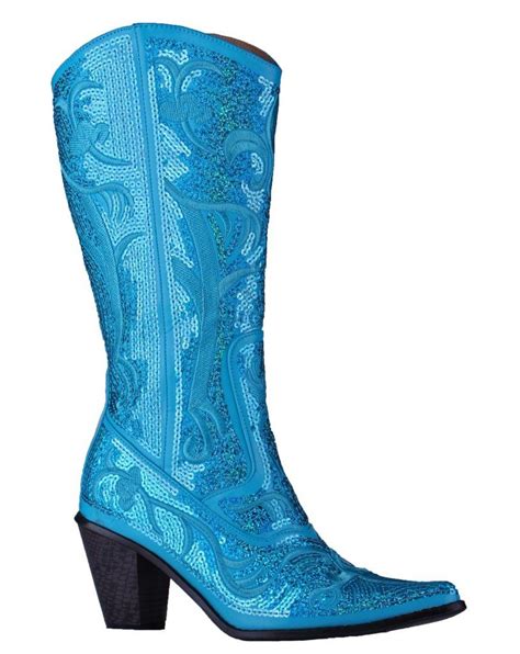 Helens Heart Turquoise Blingy Sequins Cowboy Boots In 2020 With