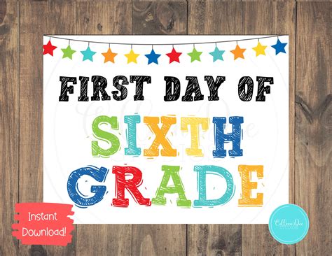 Sixth Grade Sign First Day Of 6th Grade Sign Start School Etsy