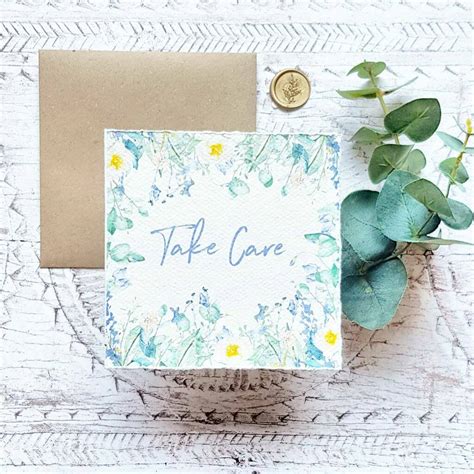 Take Care Handmade Paper Greetings Card By Gray Starling Designs