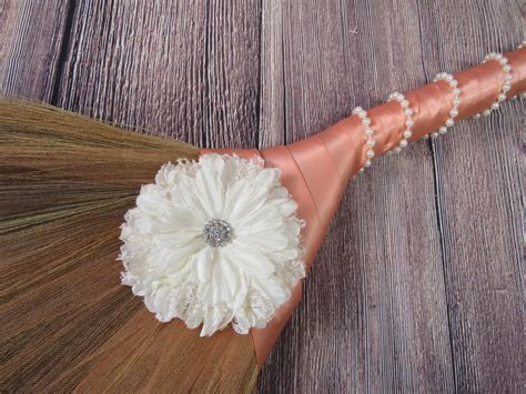 Decorated Wedding Broom With Pearls And Bling Flower For Etsy