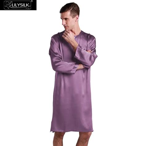 Lilysilk Silk Robe For Men Momme Robes Violet Sexy Male Nightshirt