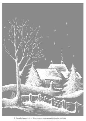 A4 Cottages in Snow Background Sheet - CUP465283_117 | Craftsuprint