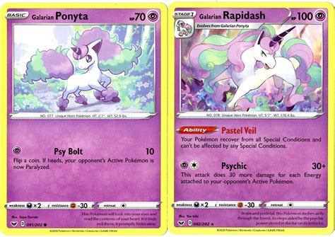 Galarian Rapidash 82202 Sword And Shield Rare Evolution Pokemon Card Lot