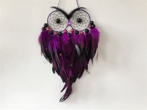 Ready Made Large Purple Owl Dreamcatcher Purple Owl Dream Catcher