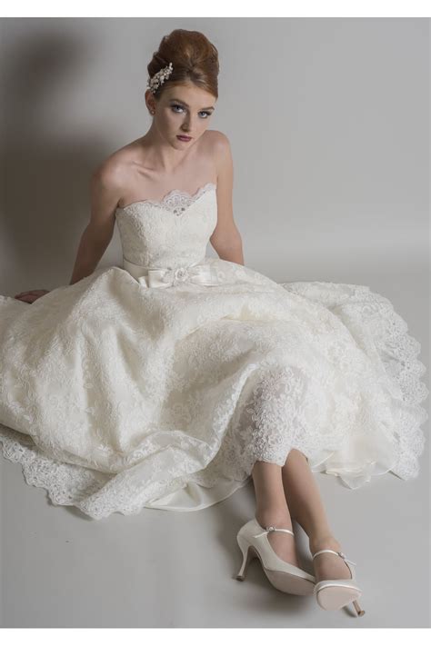 Posy Tea Length Lace 1950s Style Wedding Dress