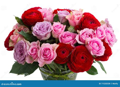 Bouquet Of Fresh Roses And Ranunculus Stock Photo Image Of Floral