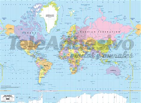 Political World Map Wall Mural At Map Images