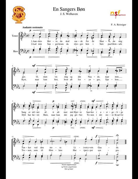 en sangers bøn sheet music for voice download free in pdf or midi