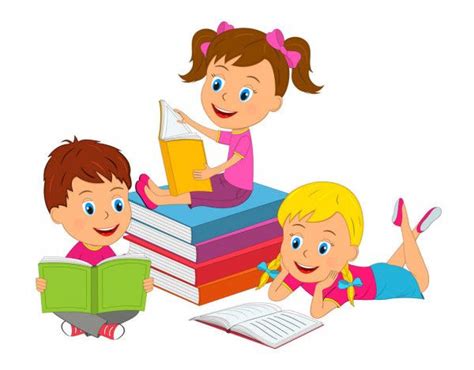 Niño Y Niñas Leer Libros — Ilustración De Stock Stock Foto Girl