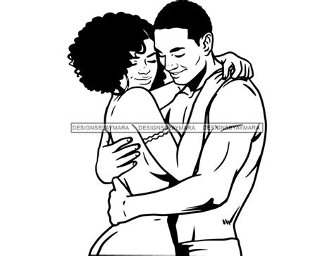 Black Couple Man And Woman Black Love In Bw Wavy Hair Queen Etsy