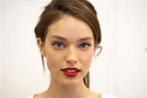 Stunning Emily Didonato Wearing Red Lipstick Fair Skin Makeup Lipstick