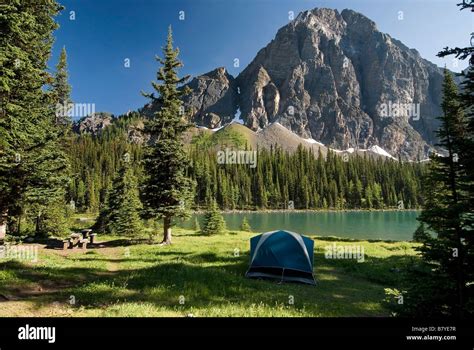 Camping Taylor Lake Banff National Park Banff Alberta Stock Photo