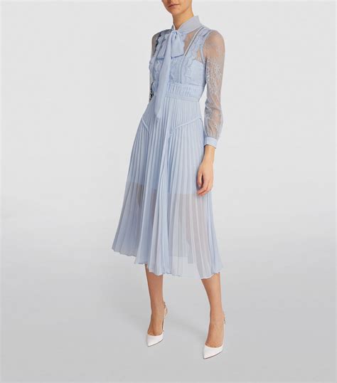 Self Portrait Lace Chiffon Pleated Midi Dress Harrods Fr