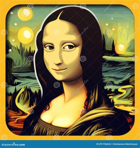 Mona Lisa Portrait In A Pop Art Style Mona Lisa Sticker Logotype